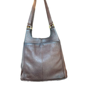 Mali Paoli Leather Mahogany Brown Shoulder Bag with Gold Hardware